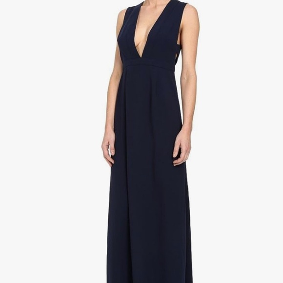 EUC SZ 2 Jill Stuart Deep V Cut Out Navy Maxi Dress - Picture 2 of 5